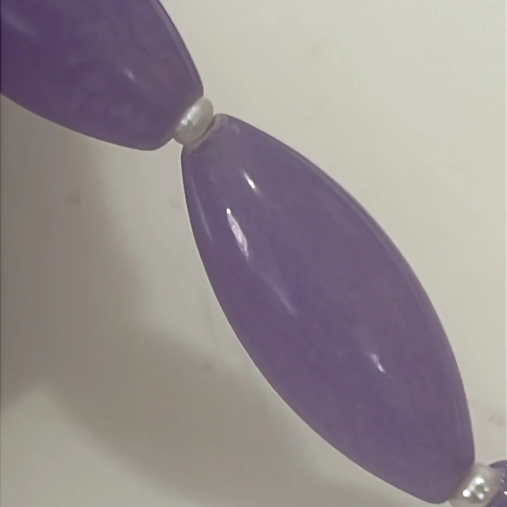 LAVENDER JADE PURPLE GEMSTONE‎ STERLING SILVER SIGNED GSJ NECKLACE & EARRING SET